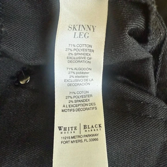 White House Black Market Black Skinny Pants with Edgy Distressing - Picture 5 of 7